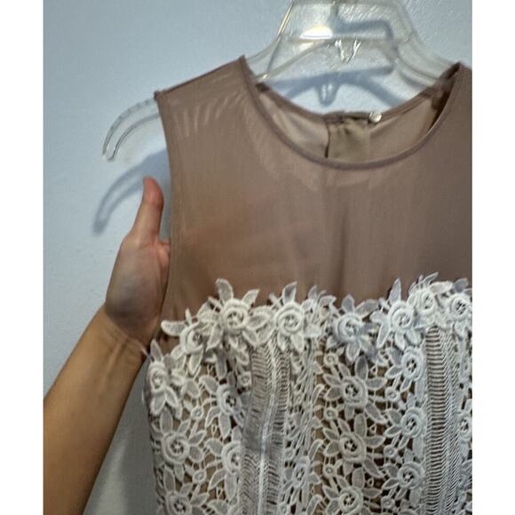 Unbranded Women’s Off White Floral Appliqué Dress Lace Bridal Shower Sheer READ - Picture 4 of 11
